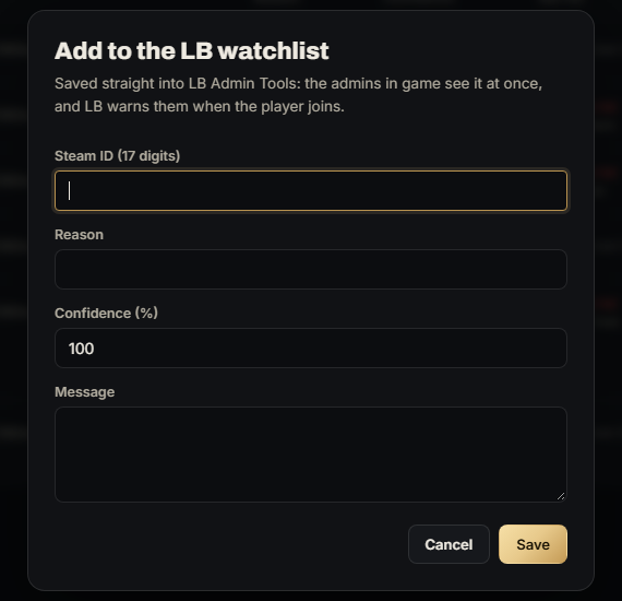 Add a player to the LB watchlist